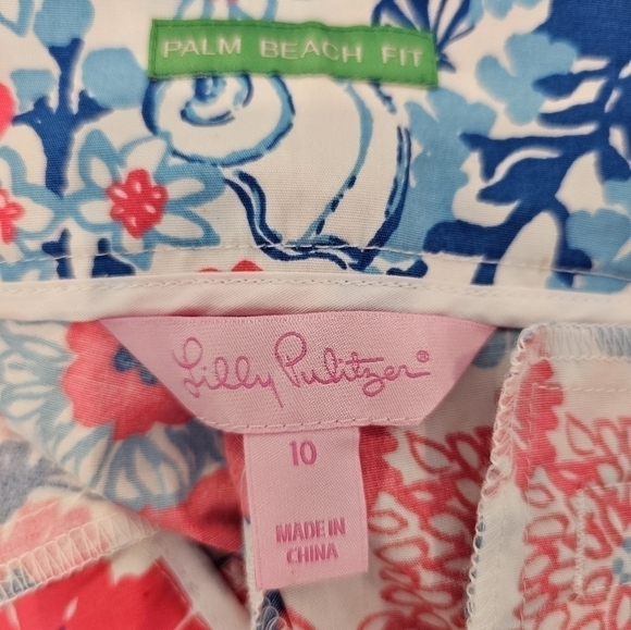 Lilly Pulitzer Bailey Capri Floral Printed Stretch Pants Shell Yeah Size 10 NWT - Picture 4 of 11